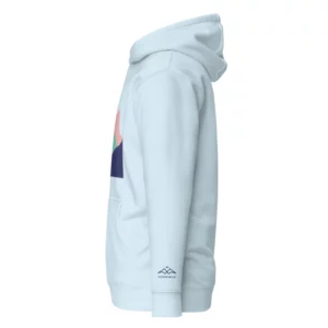 Sweat à capuche Highlands Sky Blue de NOWFIELD vu de profil gauche.
