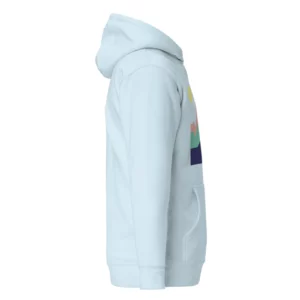Sweat à capuche Highlands Sky Blue de NOWFIELD vu de profil droit.