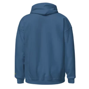 Sweat à capuche Mer du Nord Indigo Blue de NOWFIELD vu de dos.