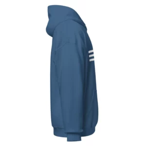 Sweat à capuche Mer du Nord Indigo Blue de NOWFIELD vu de profil droit.