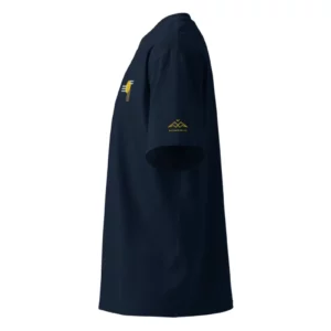 T-shirt Mer du Nord Navy Blue de NOWFIELD, vu de profil gauche.